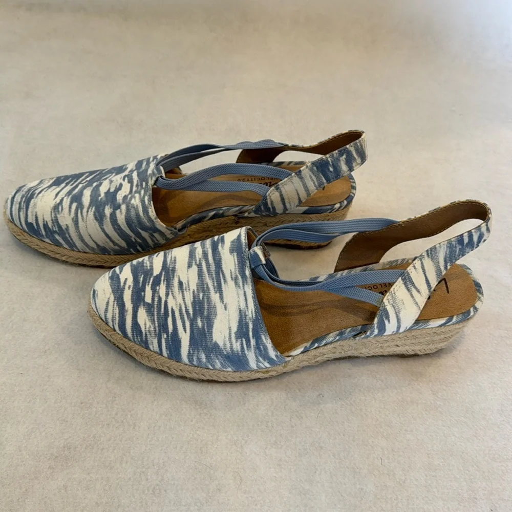 LIFE STRIDE KATRINA 2 Espadrille Strappy SlipOn PlatformWedge Size 9.5 Blue NWOT - Picture 1 of 10
